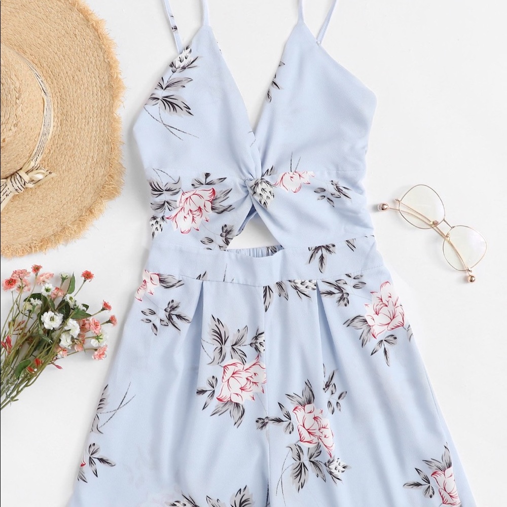 NEW. Floral (twist knot on the back) romper